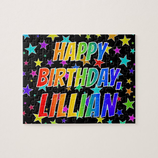 Puzzle "LILLIAN" Prénom, Amusant "HEUREUX ANNIVERSAIRE" (Horizontal)