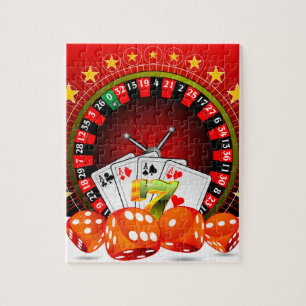 Puzzle L'illustration de casino avec la roue de roulette