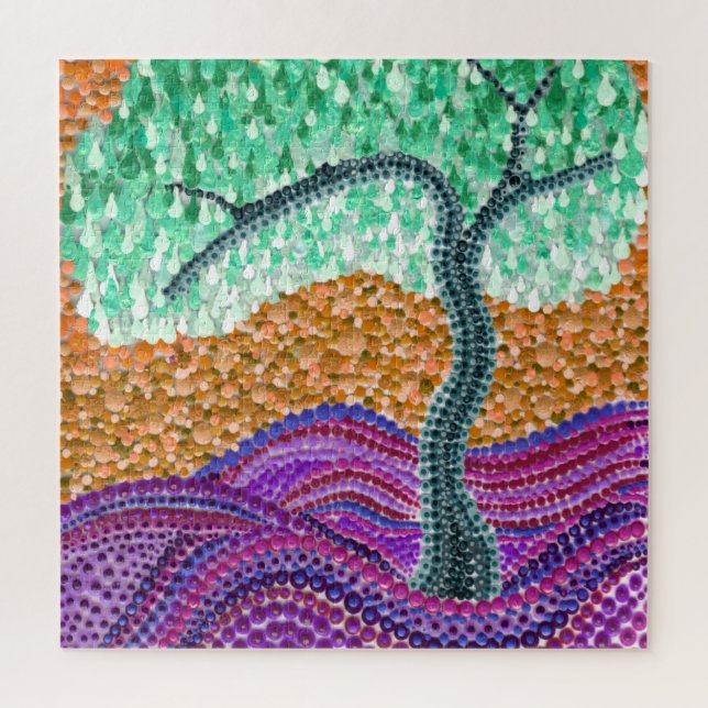 Puzzle Lime Dream Tree Mandala (Vertical)