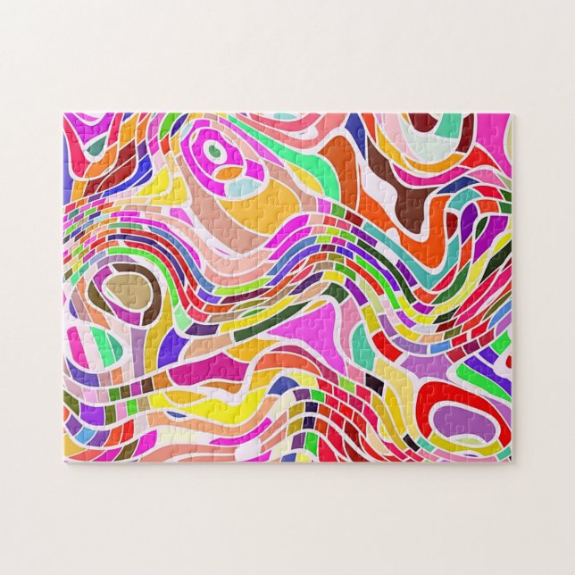 Puzzle Line Art des années 60 super | Défi Abstrait (Horizontal)