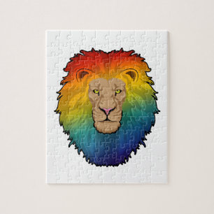 Puzzle Lion aux couleurs arc-en-ciel