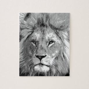 Puzzle Lion blanc noir