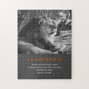 Puzzle Lion de leadership motivationnel tendance noir et 