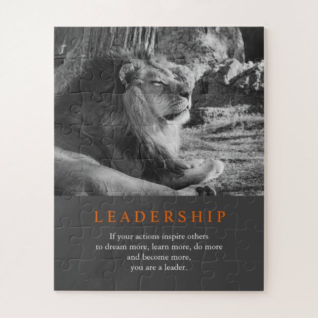 Puzzle Lion de leadership motivationnel tendance noir et  (Vertical)