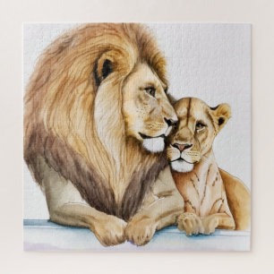 Puzzle Lion en amour Lion Couple Photo pour Lion Lover