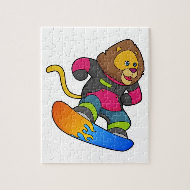 Puzzle Lion en Snowboard avec Snowboard (Vertical)