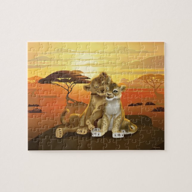 Puzzle Lion King | Simba & Nala Au coucher du soleil (Horizontal)