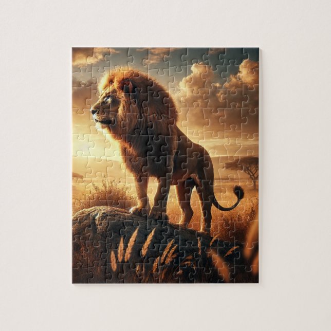 Puzzle Lion majestée est fier d'un rocher (Vertical)