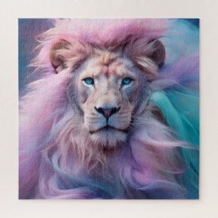 Puzzle Lion majestueux avec fourrure pastel en soie - Eth