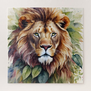 Puzzle Lion Mane Portrait Aquarelle botanique