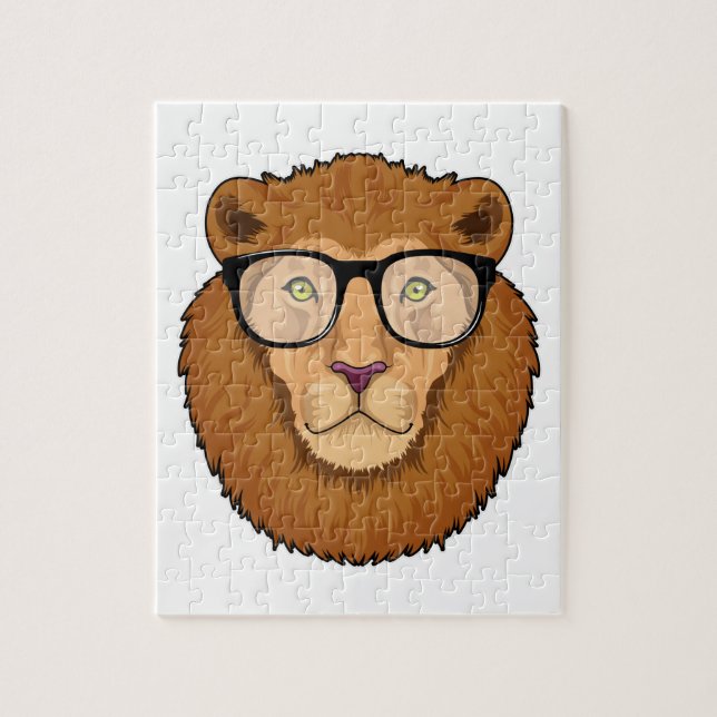 Puzzle Lion Nerd avec lunettes (Vertical)