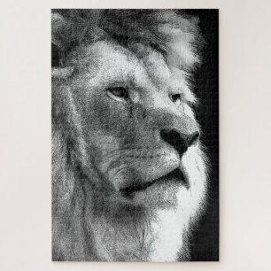 Puzzle Lion noir blanc
