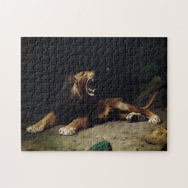 Puzzle Lion Snapping à un papillon (Horizontal)