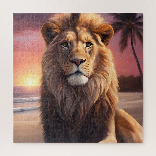 Puzzle Lion sur la plage (Vertical)