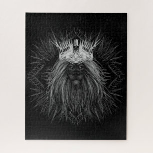 Puzzle Lion with Crown Monogram Black