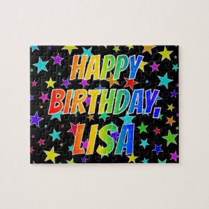 Puzzle "LISA" Prénom, amusant "HEUREUX ANNIVERSAIRE"