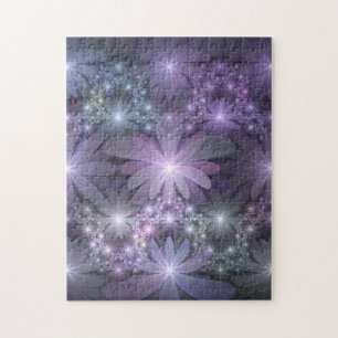 Puzzle Lit de fleurs tendance brillant art fractal abstra