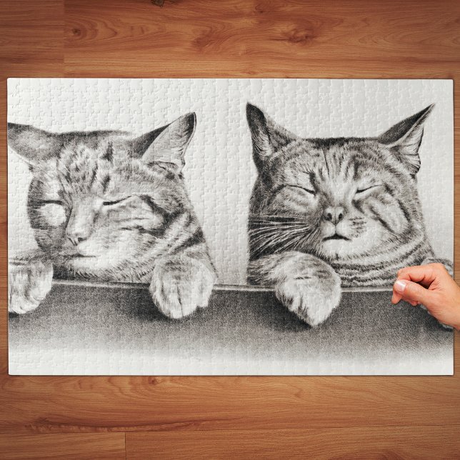 Puzzle Lithographie de chats dormant vintage, 1874 (Créateur téléchargé)