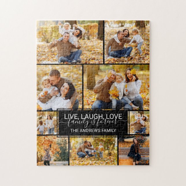 Puzzle Live Laugh Love Family is Forever Photo Collage (Vertical)