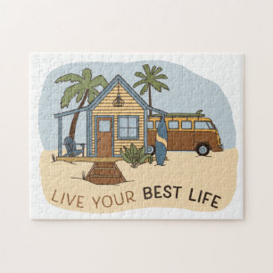Puzzle Live Your Best Life Beach cabine Surfer