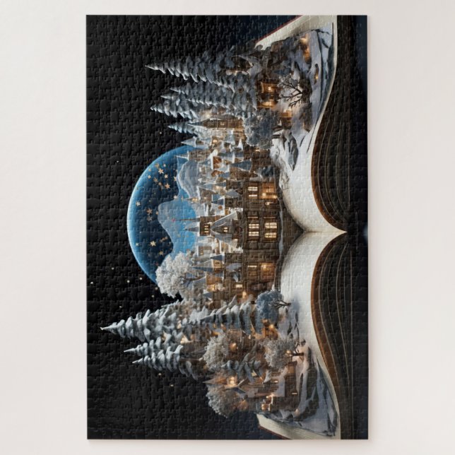 Puzzle Livre de Noël Snow-Globe Village (Vertical)