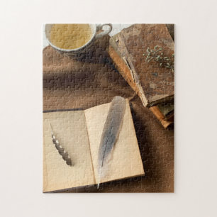 Puzzle Livres avec plumes