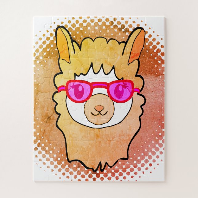 Puzzle Llama Cute Avec Verres Dessin (Vertical)