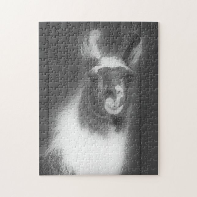 Puzzle Llama En Animal Noir Et Blanc (Vertical)