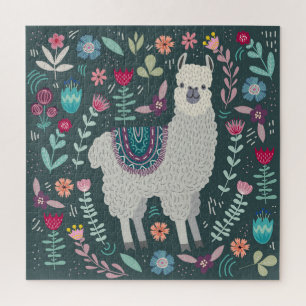 Puzzle Llama florale : Doodles Vintages tirés à la main