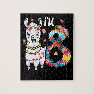 Puzzle Llama j'ai 8 ans 8e anniversaire Tie Dye Ferme