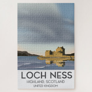Puzzle Loch Ness, Highlands, Ecosse affiche de voyage