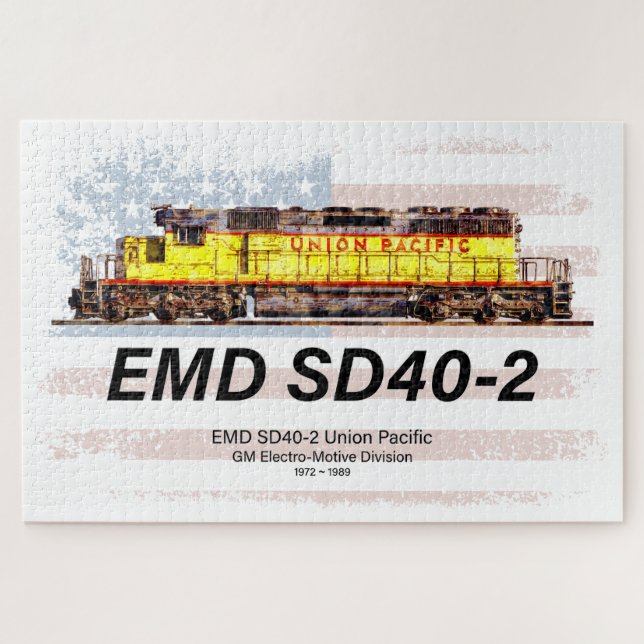 Puzzle Locomotive diesel EMD SD40-2. drapeau américain (Horizontal)
