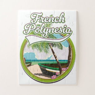 Puzzle logo de voyage en Polynésie française.