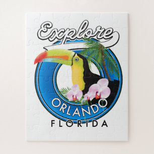 Puzzle Logo rétro d'exploration d'Orlando Floride.