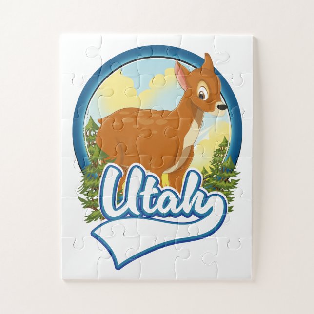 Puzzle Logo Utah Deer Travel (Vertical)