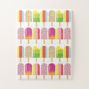 Puzzle - Lolets de glace rose, vert et jaune