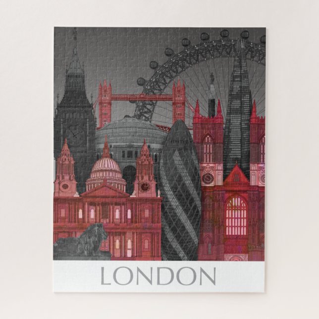 Puzzle London Elevages by Night - Rouge (Vertical)