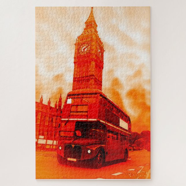 Puzzle London Red Bus & Big Ben Art Travel (Vertical)