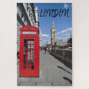Puzzle Londres Angleterre Big Ben Vintage Black White Red