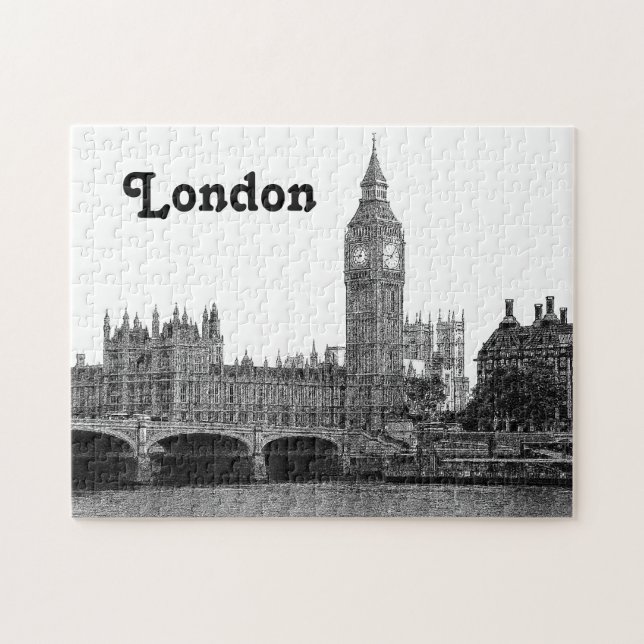 Puzzle Londres Angleterre Royaume-Uni Skyline Etché (Horizontal)