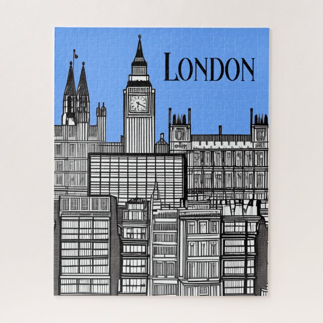 Puzzle Londres Cityscape noir et blanc (Vertical)
