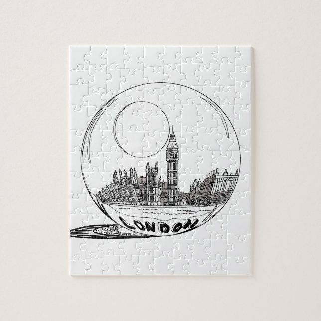 Puzzle Londres dans une boule de verre. (Vertical)