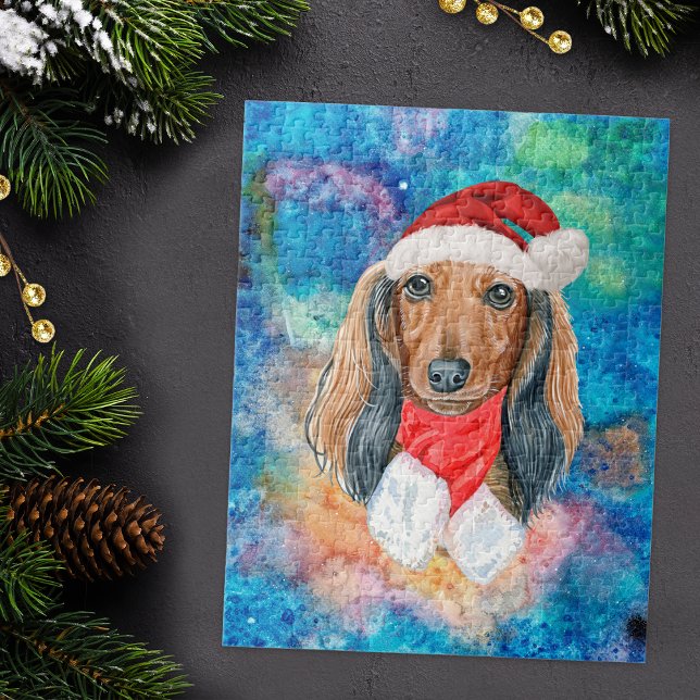 Puzzle Longue Cheveux Dachshund race Chien Noël (Créateur téléchargé)