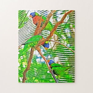 Puzzle Loris coloré sur une branche - perroquets - peintu