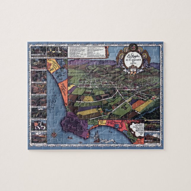 Puzzle Los Angeles, Californie, carte de la ville aérienn (Horizontal)