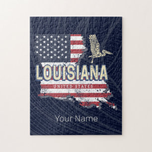 Puzzle Louisiane avec conception vintage de pélican USA