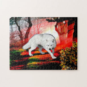 Puzzle Loup Blanc Dans Un Endroit Loin