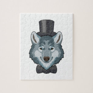 Puzzle Loup comme marié avec nœud papillon