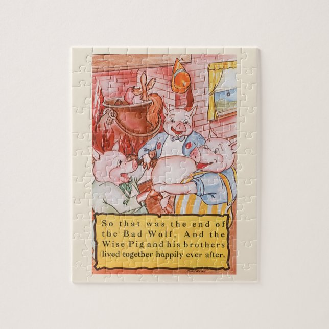Puzzle Loup de Cuisine de trois petits cochons, conte Vin (Vertical)