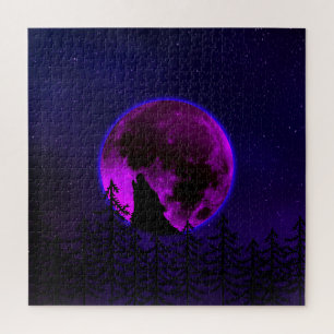 PUZZLE LOUP HURLANT LUNE MAGENTA